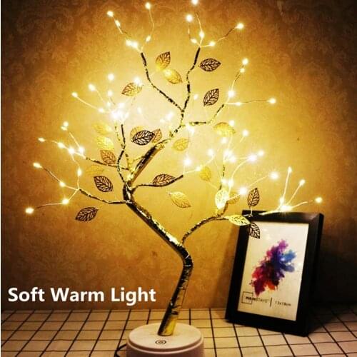 LED Fairy Night Light Table Lamp Copper Wire Mini Christmas Tree Garland Lamp USB Battery Operated Luminary Holiday Room Decor