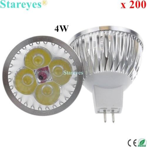 Free shipping 200 pcs Dimmable MR16 4W 3W AC&DC12V High Power LED Light LED Spotlight Downlight lamp droplight bulb Lighting