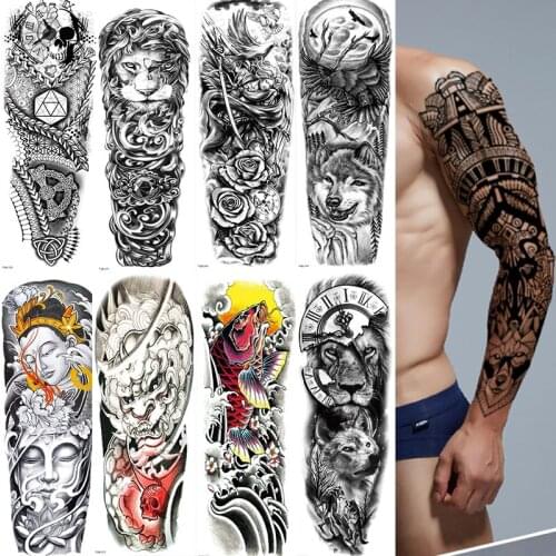 Tiger Fake Tattoo Fox Cuckold Wolf Temporary Sex Tattoos Arm Leg Chest Waterproof Tatoo Men Women Temporal Body Tattoo Sticker