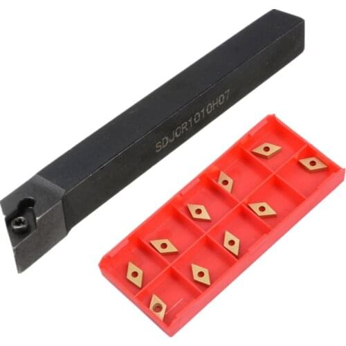 10PC DCMT070204 Carbide insert+1PC SDJCR1010H07 SDJCR1212H07 SDJCR1616H07 SDJCL1010 1212 1616 CNC Cutting Tool Holder Lathe Set