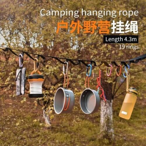Outdoor Camping Tent Clothesline Lanyard 19 Ring Lanyard Outdoor Gadget Storage Belt