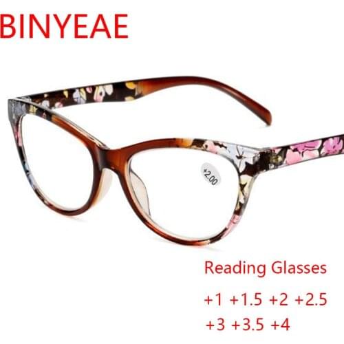 2020 Flower Senior Reading Glasses Plastic Cat Eye Eyeglasses Frame Female Prescription Glasses Spectacles +1 +2 +2.5 +3 +3.5 +4