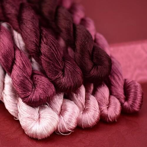 1pcs 100% silk thread hand embroidery embroider cross stitch Amaranth Red 400m silk embroidery thread 8 pure colors