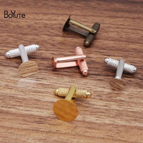 BoYuTe 20Pcs 6MM 8MM 10MM 12MM Round Cabochon Flat Cufflinks Base Diy Cufflink Blanks Tray Bezel Jewelry Accessories