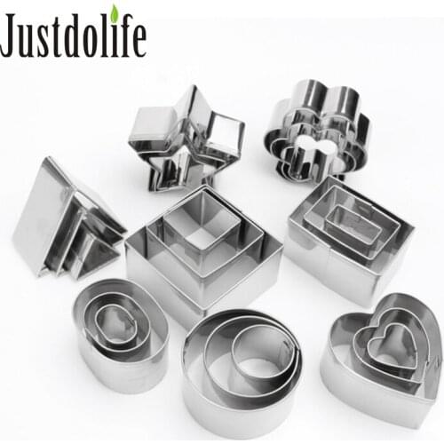 24PCS Stainless Steel Pastry Cookie Cutter Set Mold DIY Baking Pastry Tool Cutter Flower Round Star Biscuit Dough Fondant Donuts