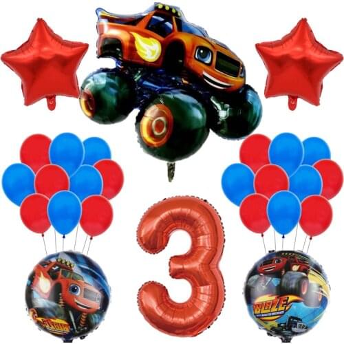 26pcs Blaze Monster Balloon Racing Car 32 inch Number Balloon Birthday Party Decoration Party Favors Gifts Baby Shower supplies