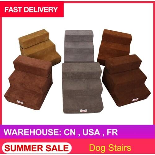 3 Tiers Steps Pet Dog Stairs Step Flannel Dog Detachable Three-Story Staircase Assembly Removable Wash Stairs Ladder Dog Stairs