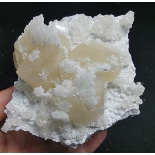 369.6gNatural rare cylinder calcite crystal protolith quartz symbiotic light energy healing stone decorative mineral specimens