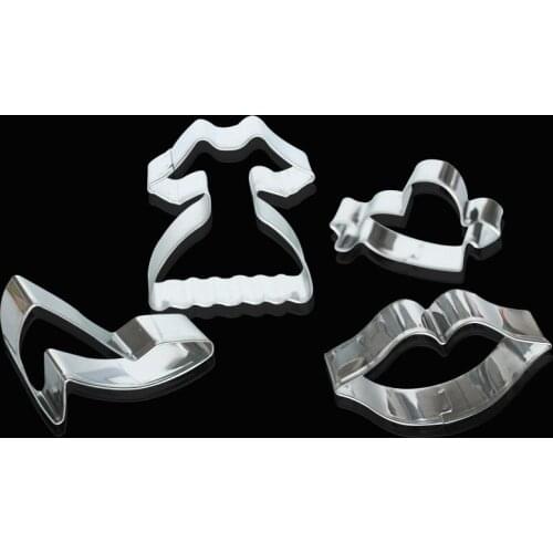 4pcs /lot creative fashion girl card packaging Stainless steel cookies cutter mold cake rice ed