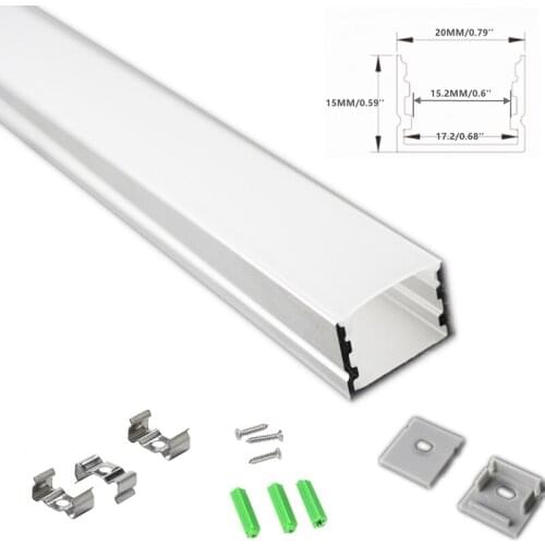 5/10-Pack 3.3FT 1M Strip Channel With Matte Diffuser,Under Cabinet Counter Double Row 17.2MM Wide Tape 20X15MM Aluminum Profile