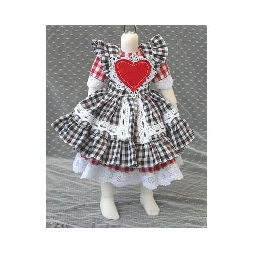 Doll accessories bjd clothes 1/3 1/4 1/6 plaid heart love cute baby doll hani gaby uril dress fashion style in