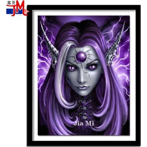 5D Embroidery Diamond Painting Diy Cartoon Girl Cross Stitch Purple Hair Fairy Full Square Round Drill Mosaic Handmade Home Art