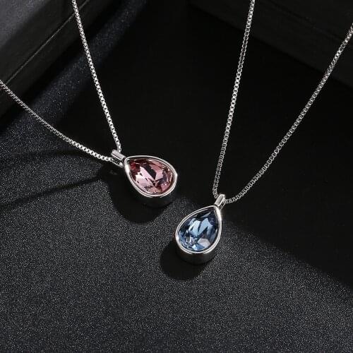 Baffin Blue Water Drop Pendant Necklace With Crystals from Austria Silver Color Daily Jewelry Gifts for Women Girls