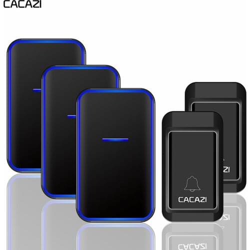 CACAZI No Battery Required Wireless Doorbell 1 2 Button 1 2 3 Receiver Waterproof Home Self powered Wireless Door Ring Bell