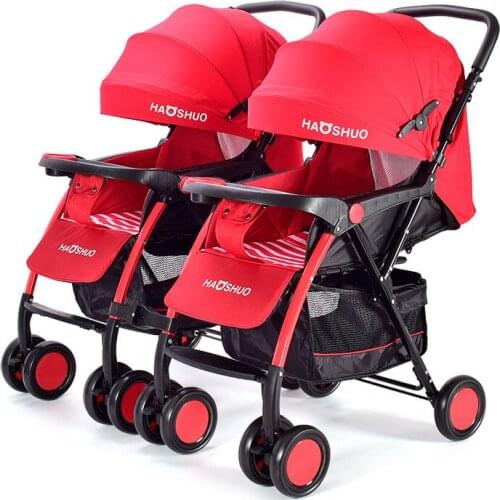 Twins Can Sit and Lie In Strollers. Children Are Spacious and Portable. Baby Is Light and Double-handed