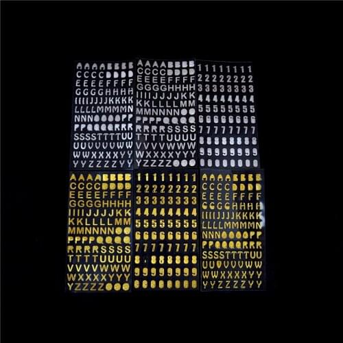 3 Sheets/lot Crafts Bronzing Stickers Silver/Gold DIY Scrapbook Digital Letter Number Decorative Sticker Toys 21.5*10cm