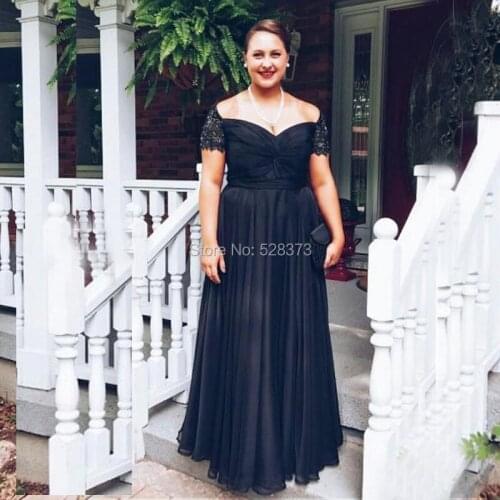 YNQNFS MD76 Elegant Mother of the Bride Dresses Plus Size Off Shoulder Chiffon Black Party Outfits Wedding Guest Wear 2019