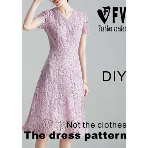 Lace short-sleeved dress pattern womens clothing cutting drawings clothing pattern BLQ-529