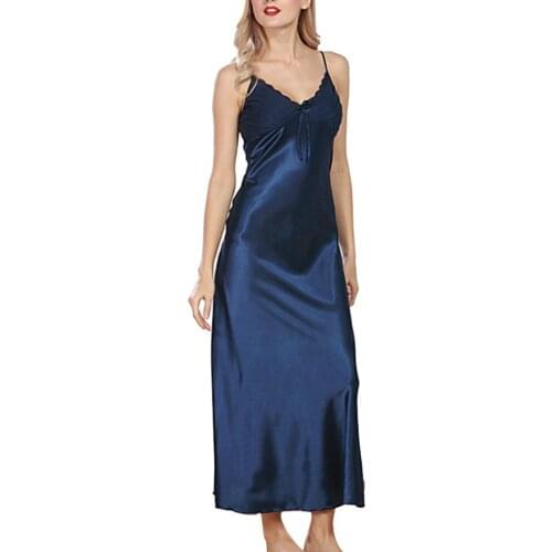 Summer Silk Pajamas Nightgown Women Pleated V Neck Sleeveless Maxi Nightdress long dress for women soft smooth plus size elegant
