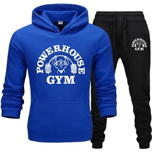 Mens Winter Clothing Sets Hooded Printed Zipper Fleece Sweatshirt Casual Sports Sweatpants Tracksuits 2021 New
