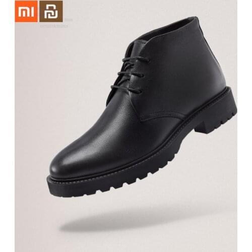 Xiaomi wool pad plus velvet warm leather boots thick soft suede leather thickening outsole mens business velvet lining shoes