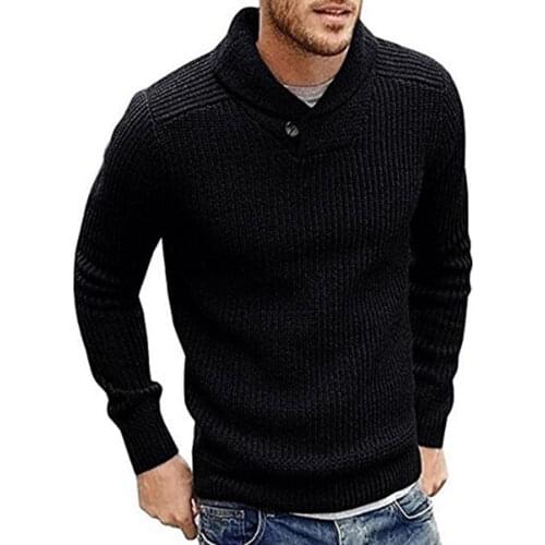 Men Sweater Solid Color Pullover Sweater Soft Warm Knitted Top Winter Autumn