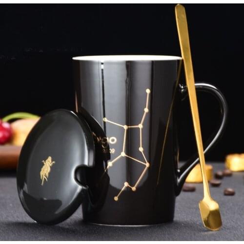 Twelve constellation ceramic creative Western-style couple coffee cups, office home kitchen personal milk cup kettle set