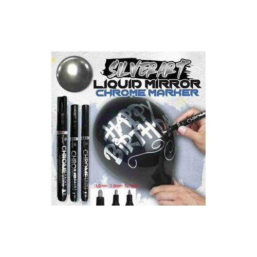 3 Pcs Liquid Chrome Marker Set Silver Art Mirror Reflection Sign Pen Water-base Paint Marker Metal Diy Card Pebble Art Crafts