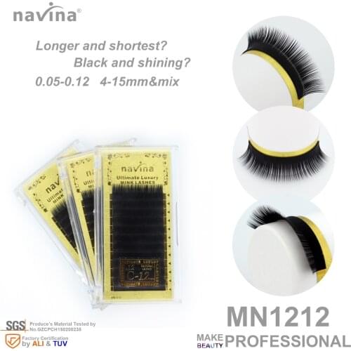 Navina False eyelashes of makeup, super shining and amazing black, easily work and washable, thickness 0.07-0.15,length 4-15mm