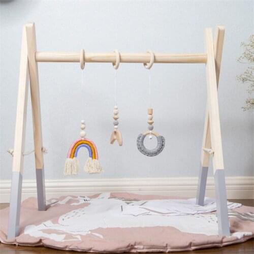 Nordic Weave Rainbow Baby Toys Wooden Beads Baby Play Gym Ring-pull Wall Hanging Ornaments Toy Kids Room Decoration Best Gifts