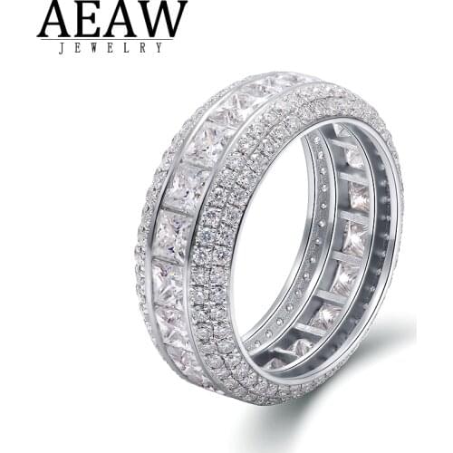 VVS1 D color Princess Cut Moissanite Engagement Band Ring Lab Grown Diamond Ring Solid Real 14K White Gold Test Positive