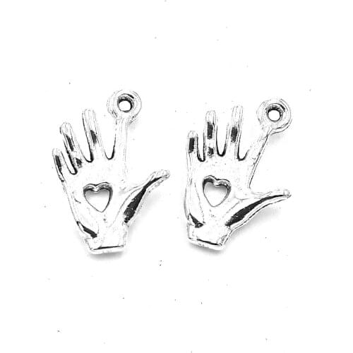 50pcs Palm with love charms pendant 12x18mm antique silver ornament accessories jewelry making DIY base material