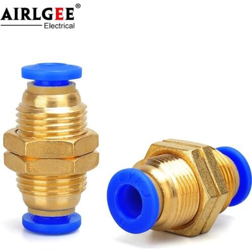 1Pcs Quick Insertion Of Copper Pneumatic Air Pipe Bulkhead Straight Connector PM4 PM6 PM8 PM10 PM12mm Pneumatic Fitting