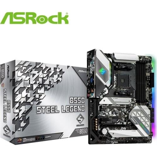 ASRock Super Alloy B550 Steel Legend Desktop Motherboard Socket AM4 DDR4 128G SATA3, 1 Ultra M.2 USB 3.1 VGA HDMI ATX