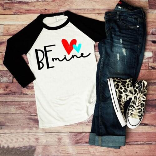 New Valentine Day Shirts Couple Shirt Long Sleeve Tees Women Plus Size Be Love Print Women Vintage Tee Female