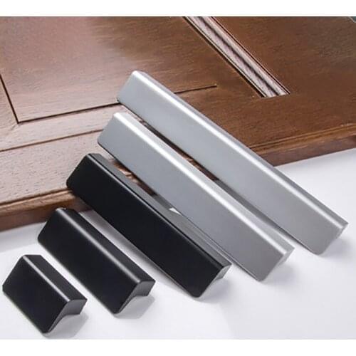 Aluminum Alloy Cabinet Drawer Pulls Black Door Furniture Handle and Knob Hardware Accessories Plating Modern Pulls Home Decor
