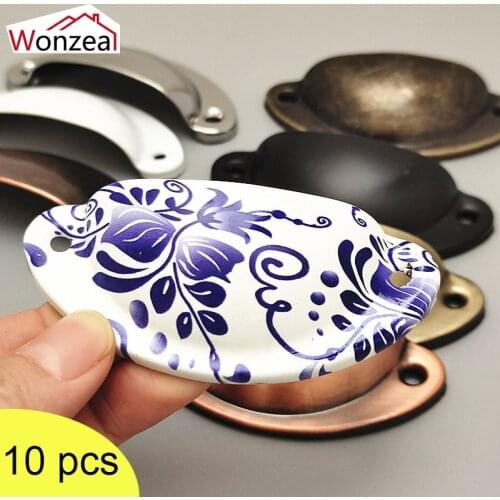 10PCS Variety Style Retro Door Drawer Cabinet Wardrobe Pull Wrought Iron Handle Knobs Furniture Hardware Wholesale 81x66mm
