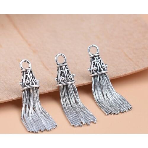 S925 sterling silver Thai silver diy jewelry accessories Korean snake bone chain tassel pendant handmade beaded material accesso
