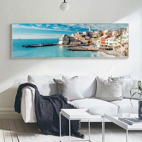 Modern Unframed World Seaside landscape Wall art Canvas painting Poster and prints for living room Canvas painting wall picture