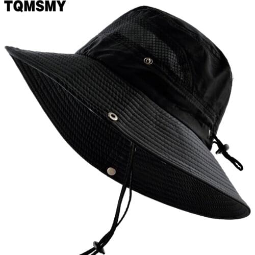 TQMSMY Outdoor Fishing Wide Brim Hat Mens Bob Summer Bucket Hats UV Protection Cap Men Sombrero Gorro sun Hat for men TMP20