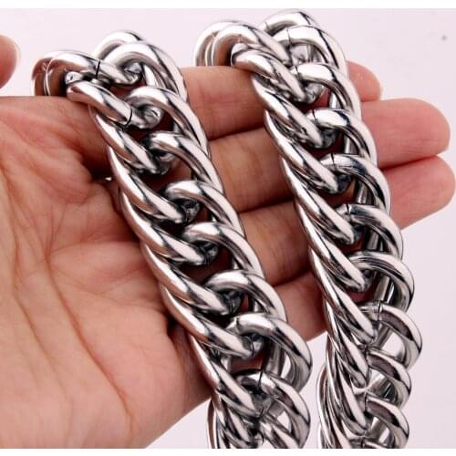 16/19mm Heavy Stainless Steel Mens Necklace Bracelet Cuba Miami Choker Link Chain Best Gift Friend Hip-hop Punk Tiasri