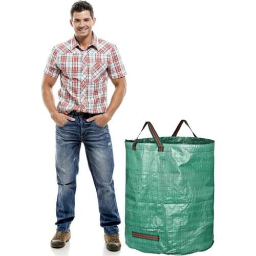 Green Large Capacity Garden Waste Bag Heavy Duty Reusable Waterproof PP Yard Leaf Grass Container Storage Bag 272L