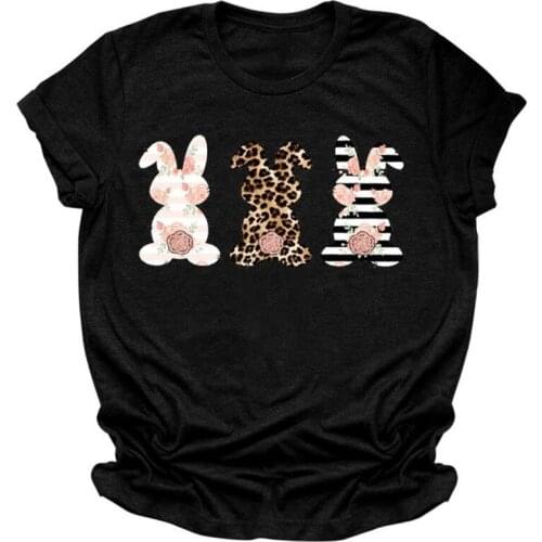 Leopard Rabbits Letter Print Women T Shirt Short Sleeve O Neck Loose Women Tshirt Ladies Tee Shirt Tops Clothes Camisetas Mujer