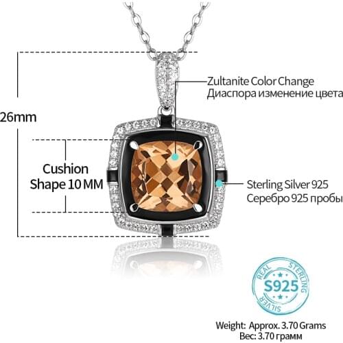Diaspore Color Change Sterling Silver Womens Pendant Cushion Shape Created Zultanite Simple Casual Style for Women Gift
