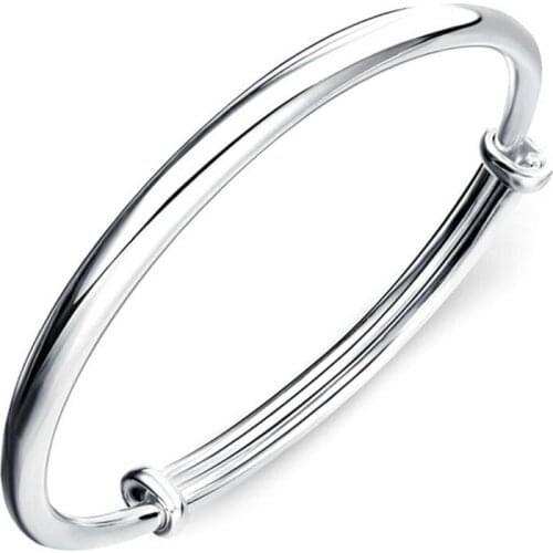Fashion 925 Sterling Silver Woman Cuff Bracelet The diamonated Shaped Adjustable Lucky Bangle Girls Party Jewelry Gifts