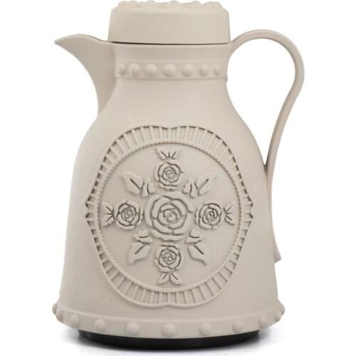 1 Lt Soft Coffee Flat Cap Soft Touch Roses Thermos