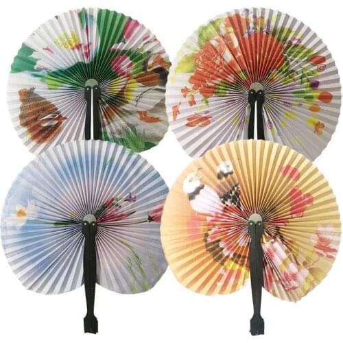 1PCS Hand Held Foldable Paper Fan Country Fan Students Kindergarten Small Gifts Womens Antique Cute Decoration Portable Fan