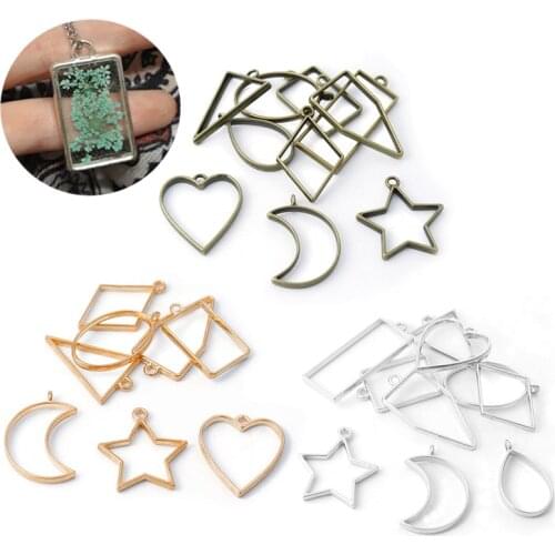 10pcs/Set Geometric Bezel Molds Metal Hollow Frame Epoxy Resin Crafts UV Molds For Pendant Tray Bezel Jewelry Making DIY Finding