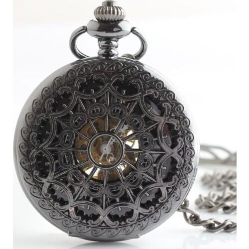 10pcs/lot Classic Hollowed Web Flip Mechanical Pocket Watch Skeleton Roman Dial Hand Wind Gift Watches Hot Sale