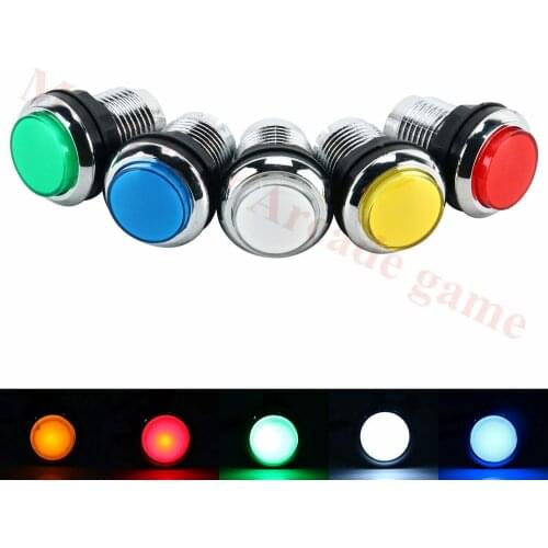 10pcs/lot 32mm CHROME illuminated arcade push button 12V LED Arcade 1P/2P/COIN Push Button with microswitch 5 colors